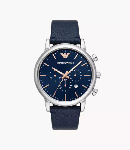 EMPORIO ARMANI Chronograph Blue Leather Watch Ar11451 Image 1