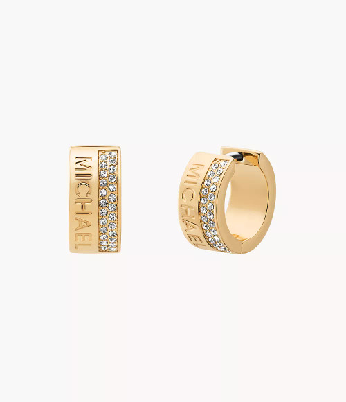 MICHAEL KORS Gold-Tone Monogram Pavé Huggie Earrings Mkj0184710K Image 1