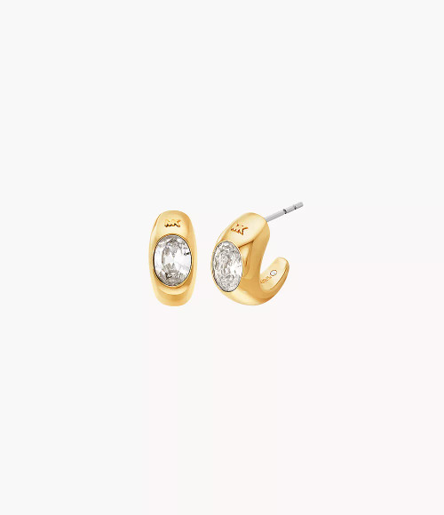 MICHAEL KORS 14K Gold-Plated Brass Oval Stone Hoop Earrings Mkj8478710 Image 1