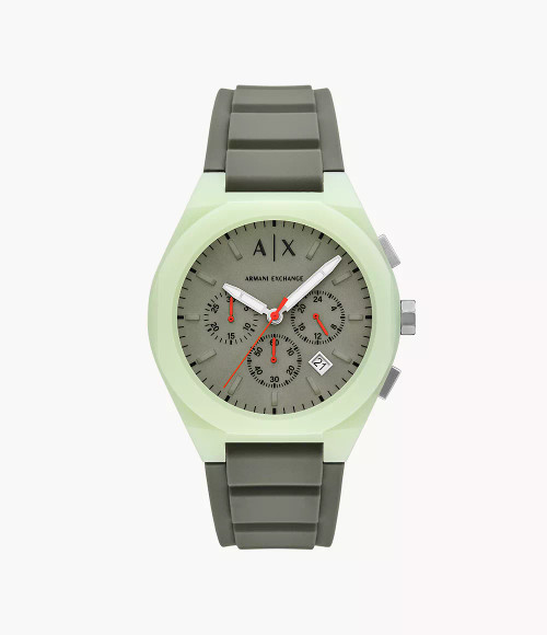 ARMANI EXCHANGE Sync Chronograph Green Silicone Watch Ax4171 Image 1