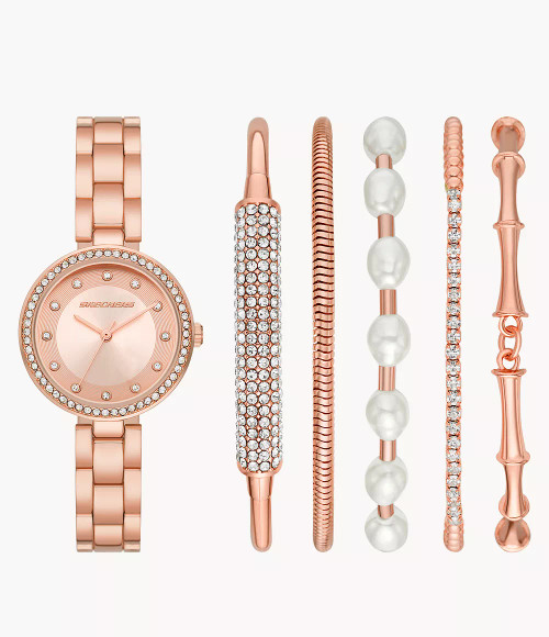 SKECHERS Women'S Gift Sets 32Mm Three-Hand Quartz Analog Watch With Rose Gold Bracelet And Case With Bracelet Accessories Sr9079 Image 1 SKECHERS Women'S Gift Sets 32Mm Three-Hand Quartz Analog Watch With Rose Gold Bracelet And Case With Bracelet Accessories Sr9079 Image 1
