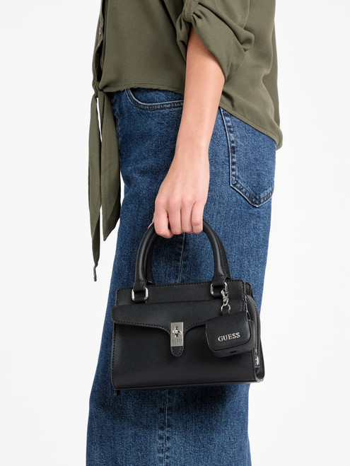 GUESS Ferrara Small Satchel BLACK Image 1