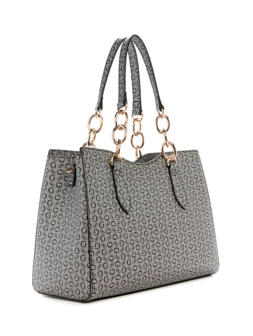 GUESS Chiarra Logo Satchel BLACK Image 1