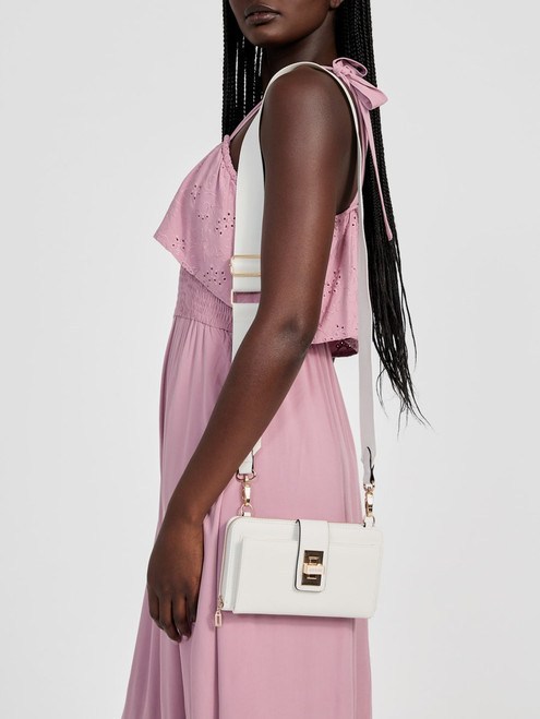 GUESS Conway Mini Phone Crossbody WHITE Image 1