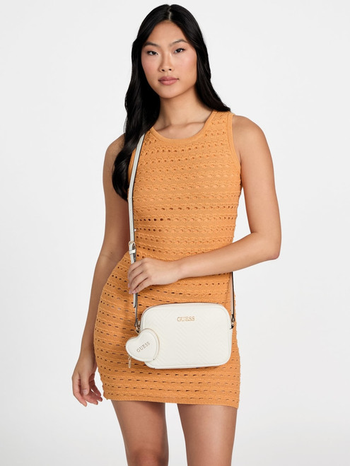 GUESS Pristina Quilted Camera Bag WHITE Image 1