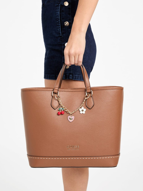 GUESS Lynne Charm Tote BROWN Image 1