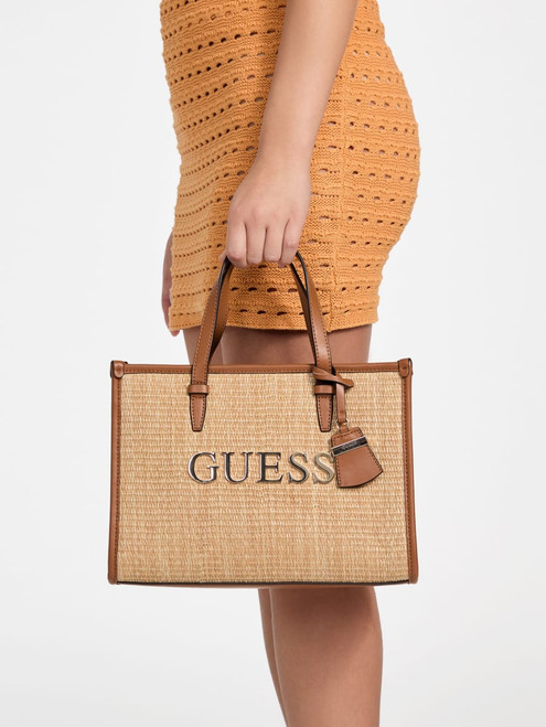 GUESS Evelynton Straw Carryall NEUTRAL Image 1