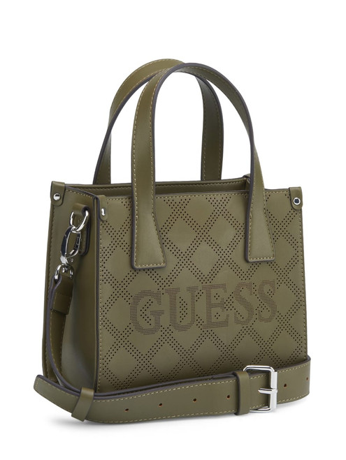 GUESS Forber Perforated Logo Mini Tote GREEN Image 1