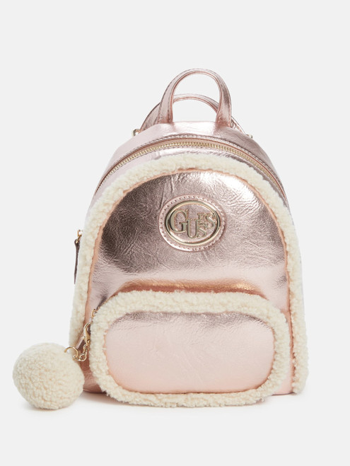 GUESS Gina Sherpa Backpack PINK Image 1 GUESS Gina Sherpa Backpack PINK Image 1