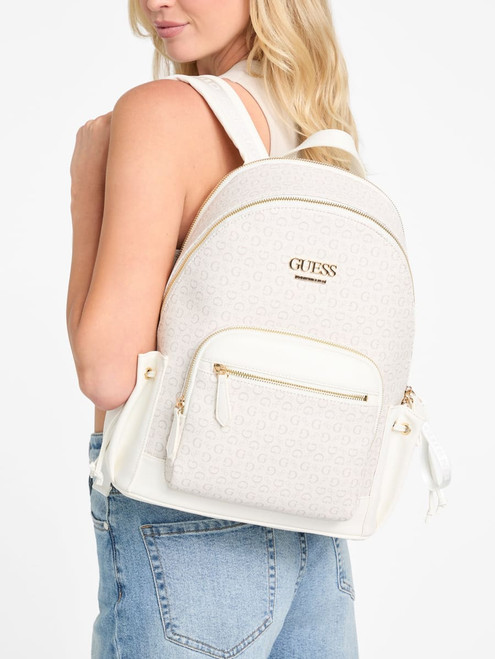 GUESS Charli Embossed Logo Backpack WHITE Image 1