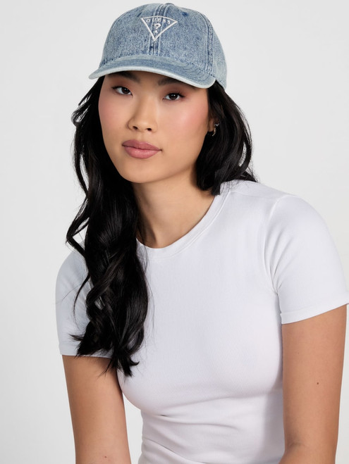 GUESS Denim Baseball Hat BLUE Image 1