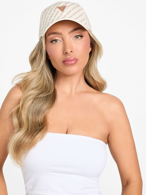 GUESS Glitter Logo Baseball Hat PINK Image 1