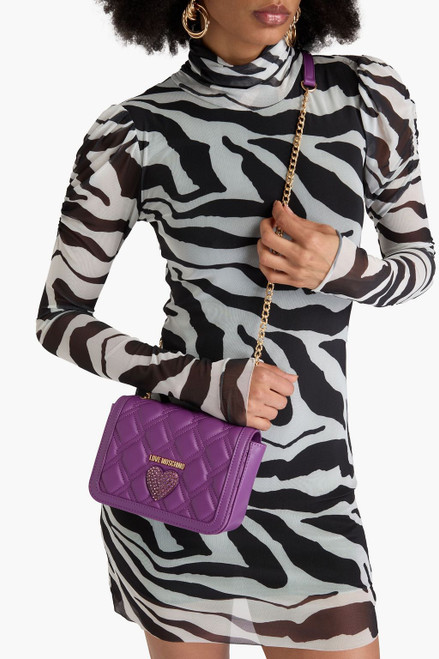 LOVE MOSCHINO Quilted leather cross-body bag - Purple