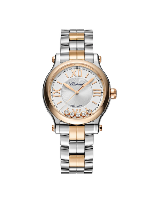 CHOPARD Happy Sport 33 Mm, Automatic, Ethical Rose Gold, Lucent Steel™, Diamonds