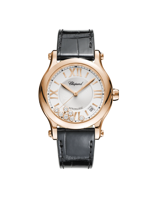 CHOPARD Happy Sport 36 mm, automatic, ethical rose gold, diamonds