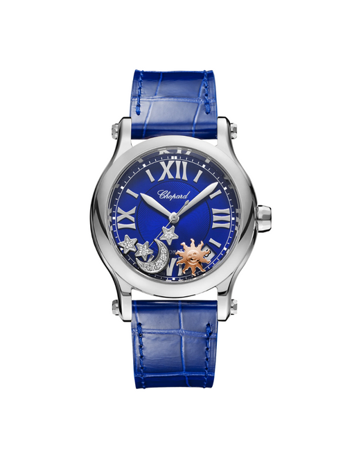 CHOPARD Happy Sport Sun, Moon And Stars 36 Mm, Automatic, Lucent Steel™, Diamonds