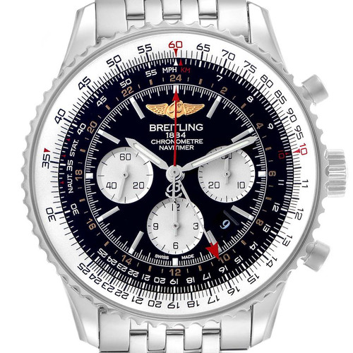 BREITLING Navitimer Gmt 48 Black Dial Steel Mens Watch Ab0441 Image 1