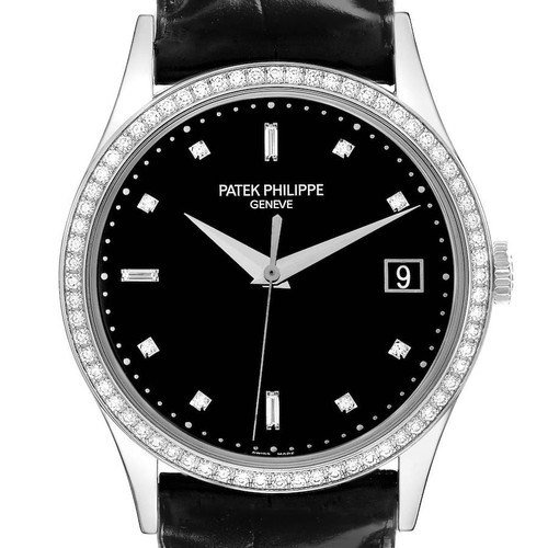 PATEK PHILIPPE Calatrava White Gold Black Dial Diamond Mens Watch 5297 5297G-001 Image 1