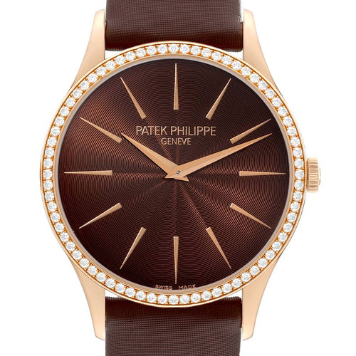 PATEK PHILIPPE Calatrava Rose Gold Brown Dial Diamond Ladies Watch 4897R 4897 Image 1