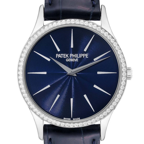 PATEK PHILIPPE Calatrava White Gold Blue Dial Diamond Ladies Watch 4897G 4897 Image 1