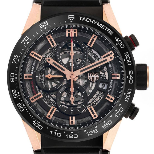 TAG HEUER Carrera Caliber Heuer 01 Skeleton Steel Rose Gold Watch Car205A Image 1