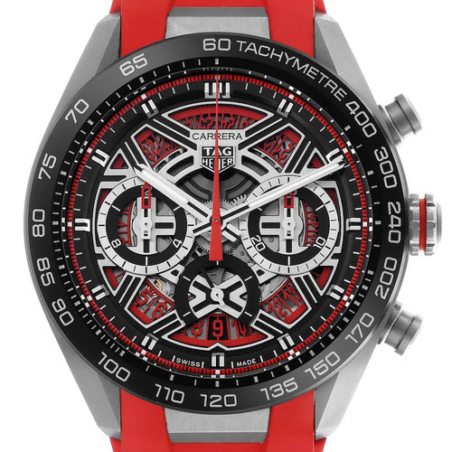 TAG HEUER Carrera Extreme Sports Red Skeleton Dial Titanium Mens Watch Cbu2082 Image 1