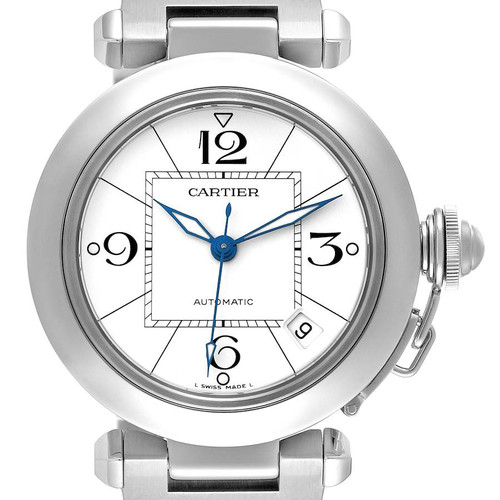 CARTIER Pasha C Midsize White Dial Automatic Steel Mens Watch W31074M7 Image 1