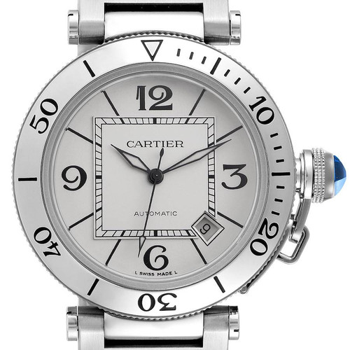 CARTIER Pasha Seatimer Silver Dial Steel Mens Watch W31080M7 Image 1