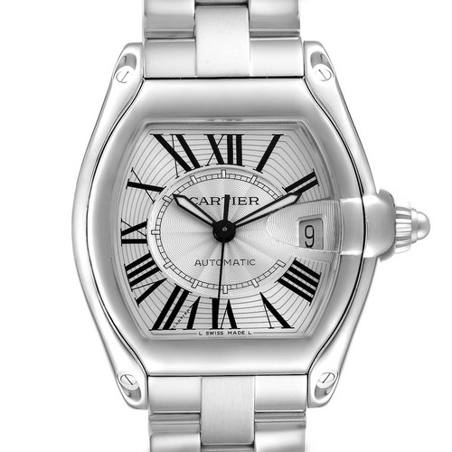 CARTIER Roadster Large Silver Dial Steel Mens Watch W62025V3 Image 1