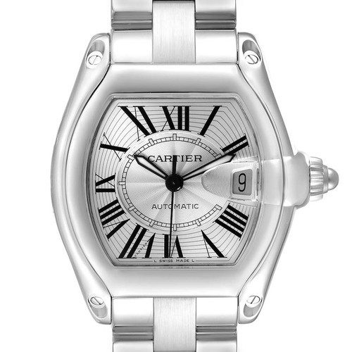 CARTIER Roadster Large Silver Dial Steel Mens Automatic Watch W62025V3 Image 1