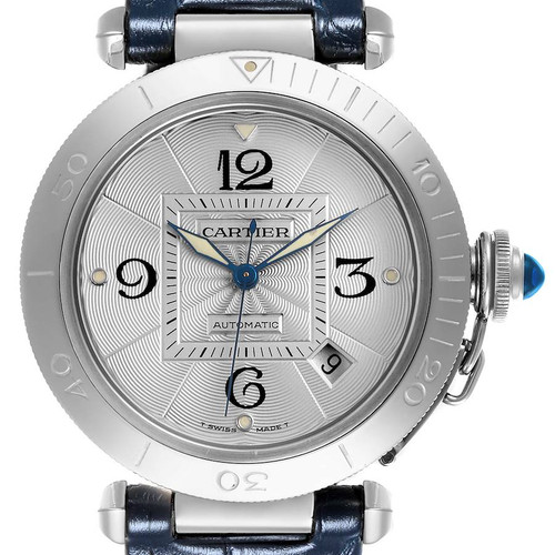CARTIER Pasha 38Mm Silver Dial Automatic Steel Mens Watch W31059H3 Image 1
