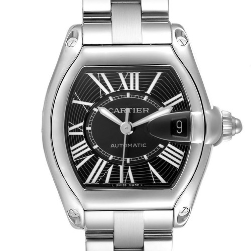 CARTIER Roadster Large Black Dial Steel Automatic Mens Watch W62041V3 Image 1