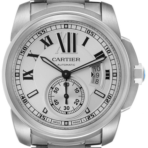 CARTIER calibre de Silver Dial Steel Automatic Mens Watch W7100015 Image 1 CARTIER calibre de Silver Dial Steel Automatic Mens Watch W7100015 Image 1