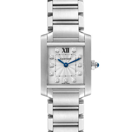 CARTIER Tank Francaise Small Steel Diamond Dial Ladies Watch We110006 Image 1