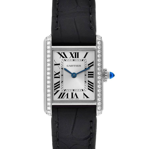CARTIER Tank Must Small Diamond Bezel Steel Ladies Watch W4Ta0016 Image 1
