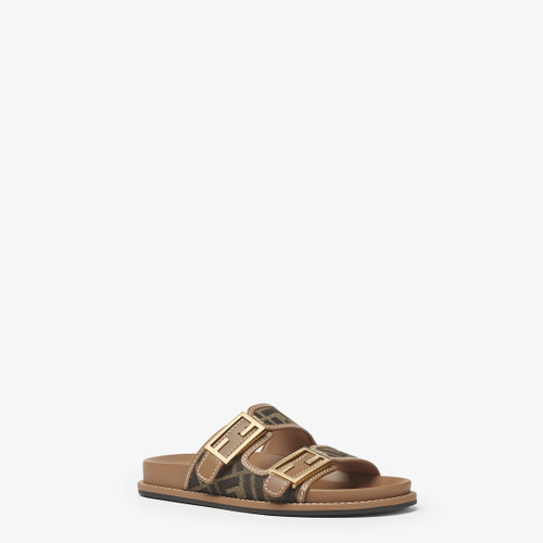 FENDI Feel Brown FF fabric sandals