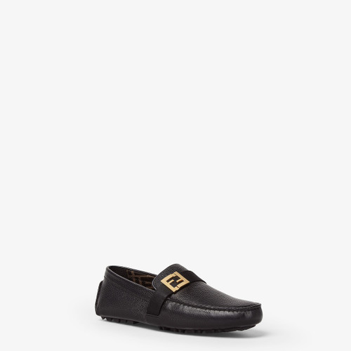 FENDI Ff Squared Loafers Black Leather Driver Loafers