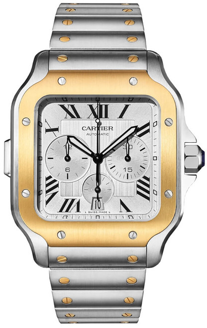 CARTIER Santos De Cartier Chronograph Gold & Steel Men'S Watch W2Sa0008 Image 1