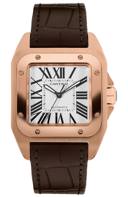 CARTIER Santos 100 18K Rose Gold Men'S Watch W20108Y1 Image 1