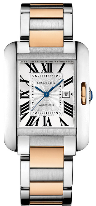 CARTIER Tank Anglaise Solid 18K Rose Gold & Steel Luxury Watch W5310006 Image 1