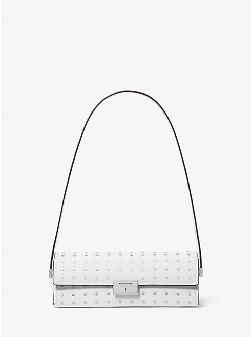 MICHAEL KORS Ludlow Small Studded Leather Convertible Pochette OPTIC WHITE Image 1