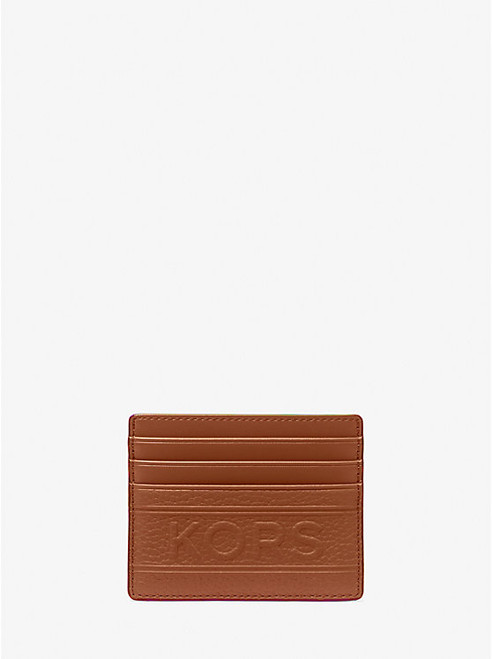 MICHAEL KORS Hudson Embossed Pebbled Leather Tall Card Case LUGGAGE Image 1
