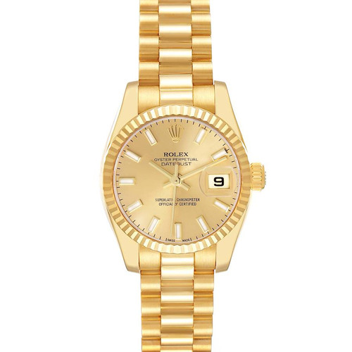 ROLEX President Datejust Yellow Gold Champagne Dial Ladies Watch 179178 Image 1