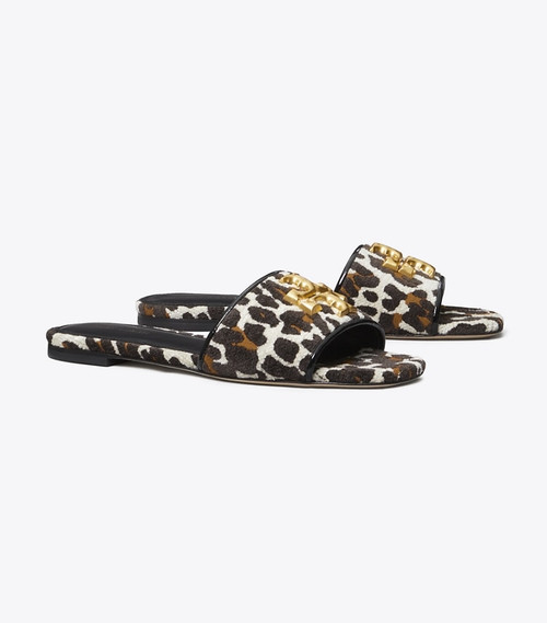 TORY BURCH Eleanor Slide - Reva Leopard  Perfect Black