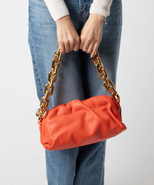 BOTTEGA VENETA Pouch chain Shoulder Bag Orange