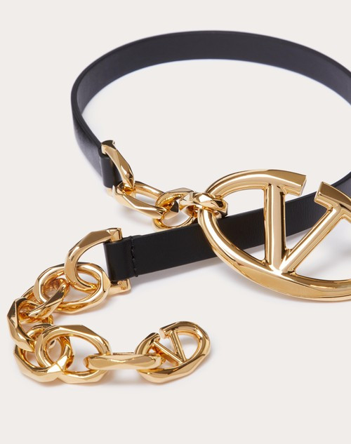 VALENTINO  Signature Shiny Calfskin Belt With Chain (@Delhi Studio)