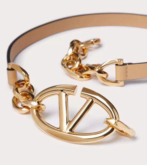 VALENTINO Signature Shiny Calfskin Belt With Chain (@Delhi Studio)