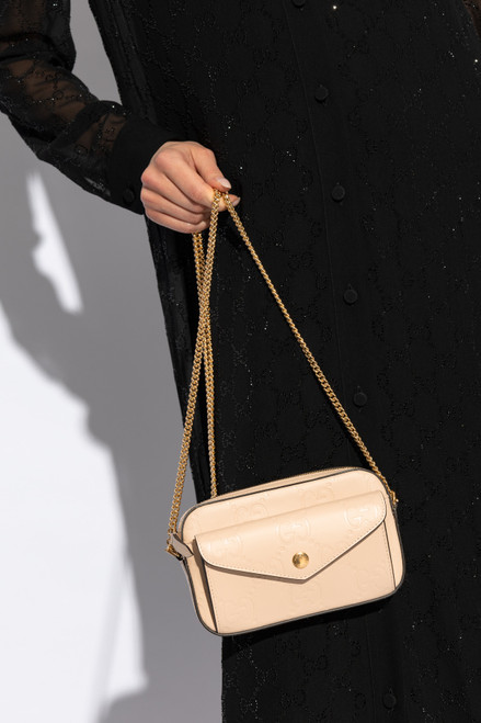 GUCCI GG Supreme Mini Shoulder Bag Beige