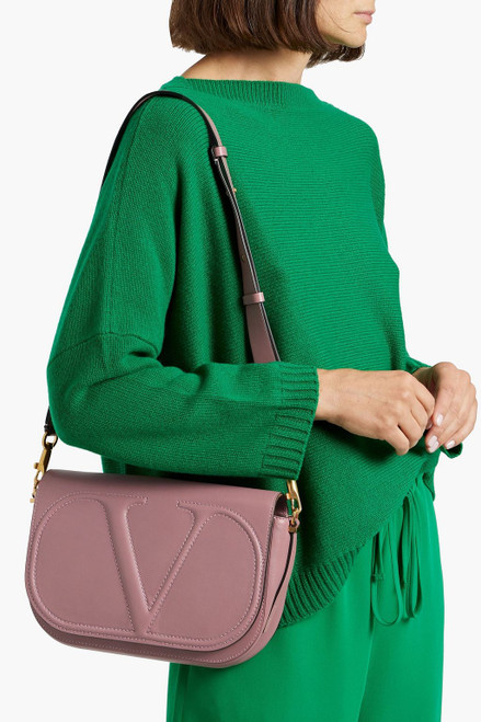 VALENTINO Garavani Vlogo Embossed Leather Shoulder Bag