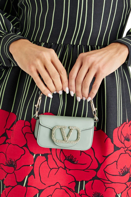 VALENTINO Garavani Locò Small Crystal-embellished Leather Shoulder Bag